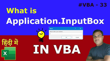Application.InputBox in Excel VBA | In Hindi | #VBA – 33