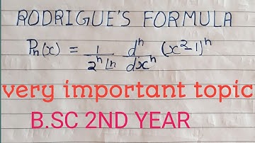 Rodrigues Formula | legendre polynomial | Proof of Rodrigues Formula/#differential equation BSC 2nd