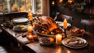 Thanksgiving Ambience: Relaxing Jazz, Candlelit Table Setting, and Turkey Feast