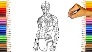 IRON SPIDER Coloring Pages | Spider-Man Iron Suit From Iron-Man Coloring  Book