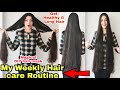 My weekly hair care routine for long healthy  thick hair  diy hair mask  100 natural hair care