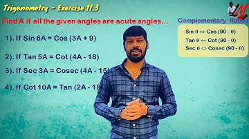 Trigonometry Complementary Ratios Problems - Exercise 11.3 -  LM 172