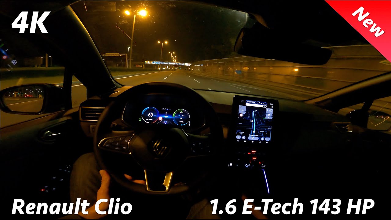 Renault Clio 2024 - Night POV Review in 4K (E-Tech Hybrid 143 HP), 0-100,  Consumption, LED lights 