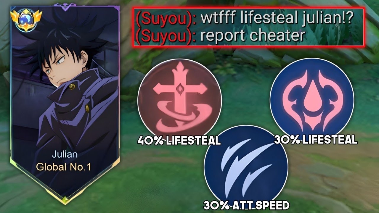 GLOBAL JULIAN ATTACK SPEED FULL LIFESTEAL EMBLEM!!💀(must try) - JULIAN TOP 1 GLOBAL