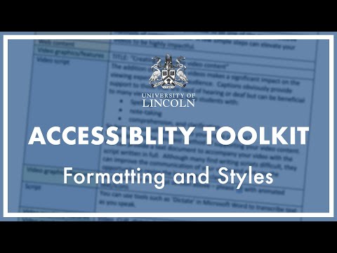 Formatting and Styles: Accessibility Toolkit