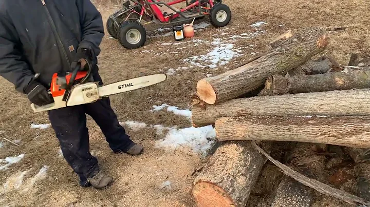 Stihl 036 Red Lever Chainsaw Cutting