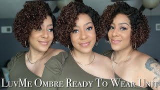 LuvMe Hair Ombre Brown Kinky Curly Unit | Ready To Wear Unit | Short Summer Wig