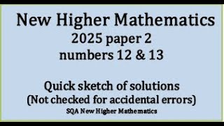 2025 Higher p2 nos  12 \& 13