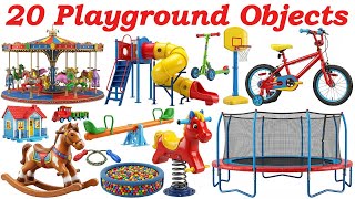 20 Playground Objects Names in Hindi and English for Kids | Learn Playground Objects Names🛝🎠