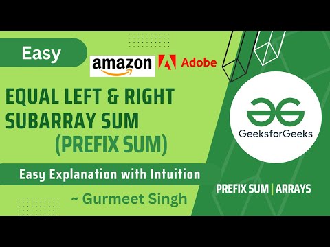 Equal Left & Right Subarray Sum ||  POTD || Problem of the Day || GFG || 6 April '23 || Easy Problem