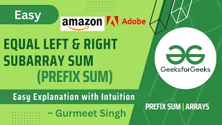 Equal Left & Right Subarray Sum ||  POTD || Problem of the Day || GFG || 6 April '23 || Easy Problem