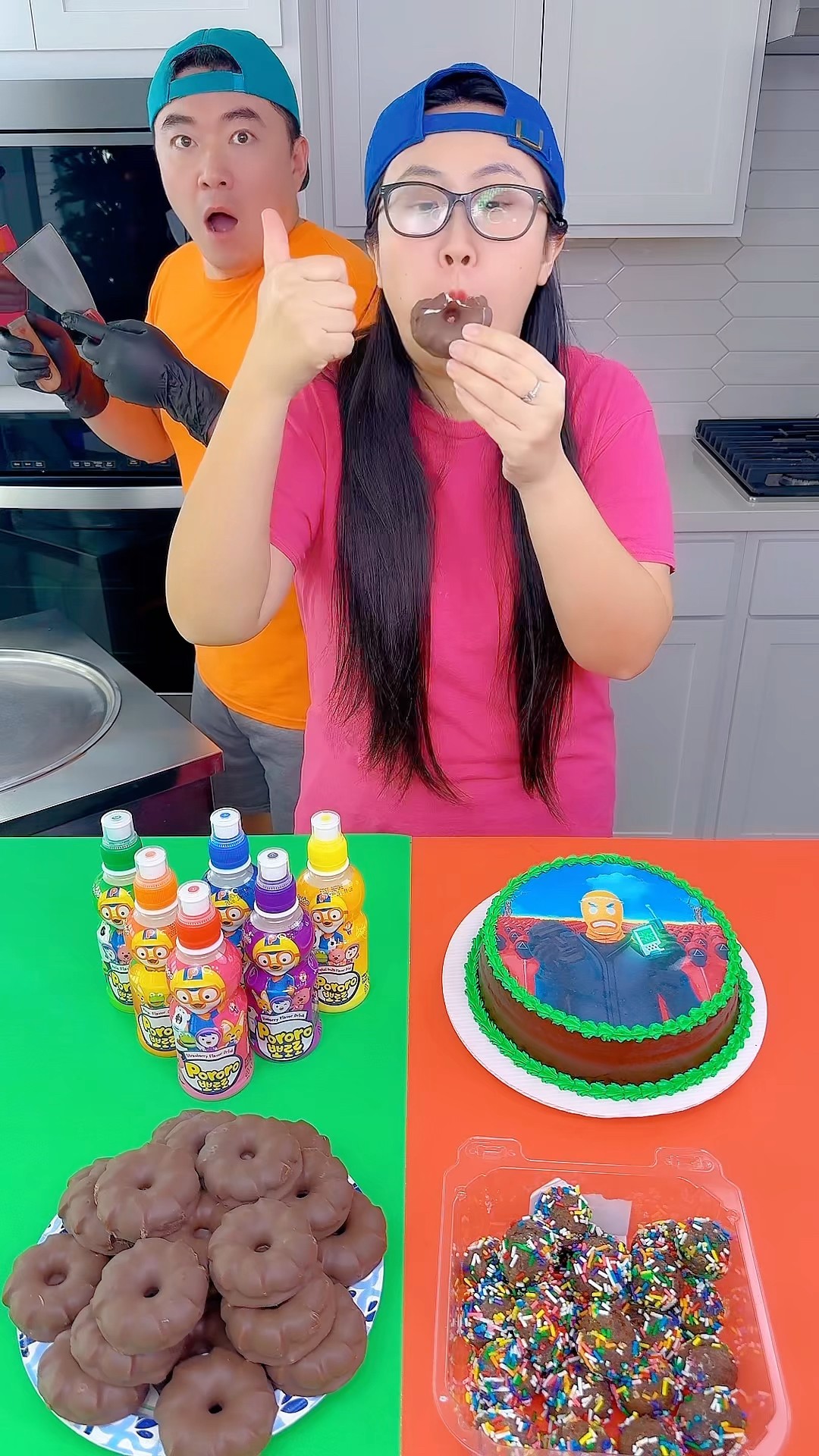 Squid Game 2 cake vs Dole pineapple ice cream challenge!? #squidgame #funny by Ethan Funny Family