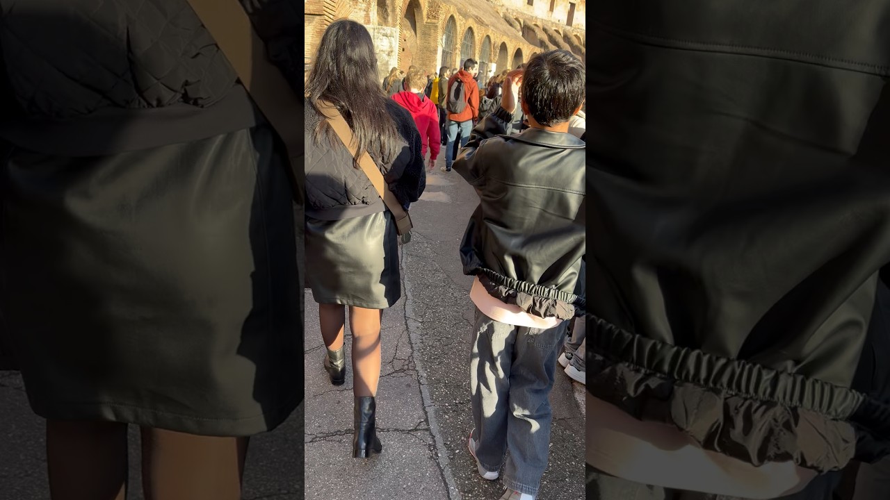 Visiting the Roman Colosseum. 