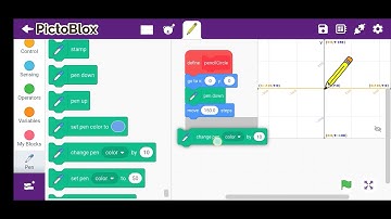 how to make a simple colourful circle using pictoblock #circle #coding #pictoblox