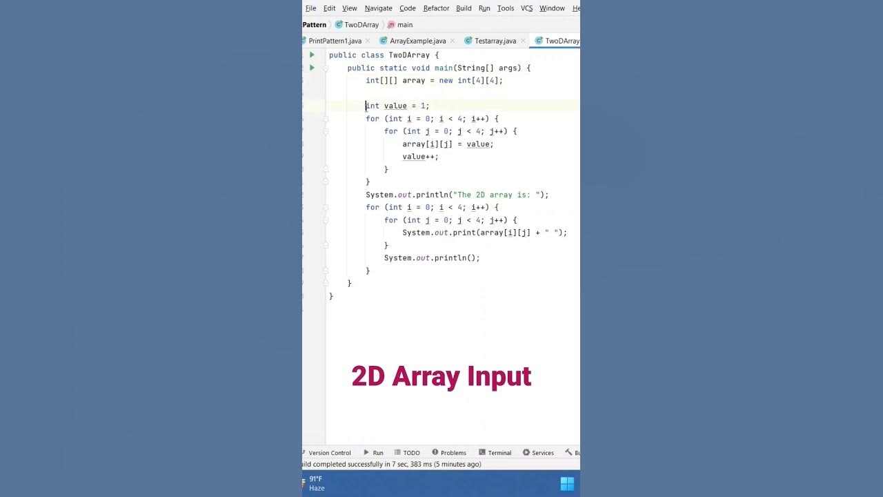 2D Array Input #java #coding #skills #learning - YouTube