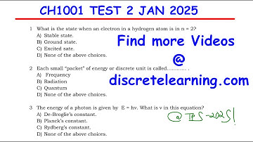 CHEMISTRY 2025 JANUARY TEST 2 SOLVED