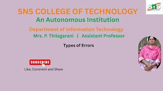 Error Control Codes | Information Coding Techniques | SNS Institutons