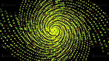 Abstract breathtaking vortex formed by rotating triangles on black background, Animation. Spinning