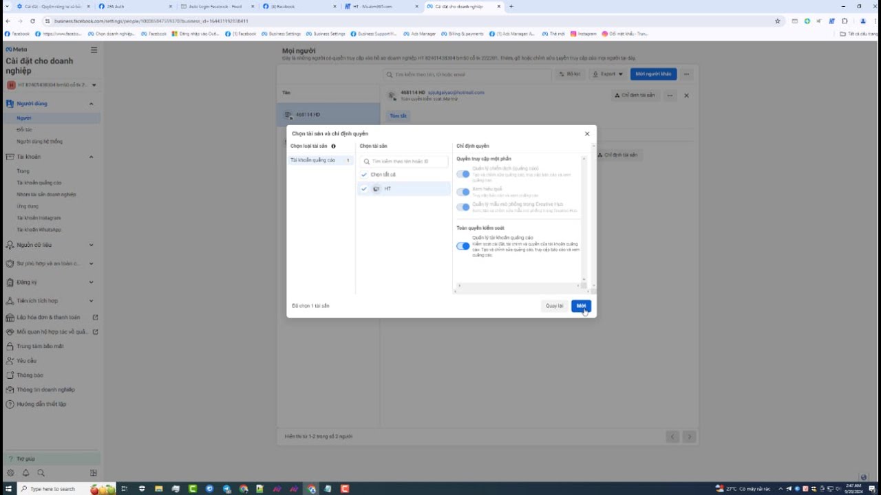 Chainklink Admin Share link admin BM và thêm quyền admin tài khoản cùng khi chia sẻ ...