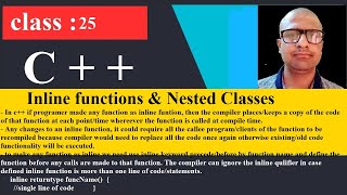 25 Nested classes and inline functions in C++ zoom | C++ Programming Tutorial for beginners | cpp by tech fort 18 views 3 years ago 38 minutes