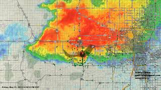 Is the Yellow dot following the more heavy parts of the el reno tornado storm?