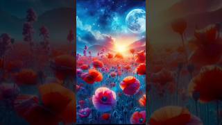 the field of poppy flower #sunset #music #nature #blooming #chill #flowersbloom #youtubeshorts