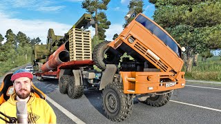 ОТОРВАЛ КАБИНУ НА КАМАЗЕ - СУРОВАЯ РОССИЯ - Euro Truck Simulator 2 + РУЛЬ