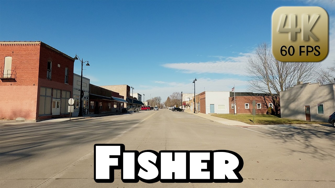 Driving Around Small Town Fisher, Illinois in 4k Video