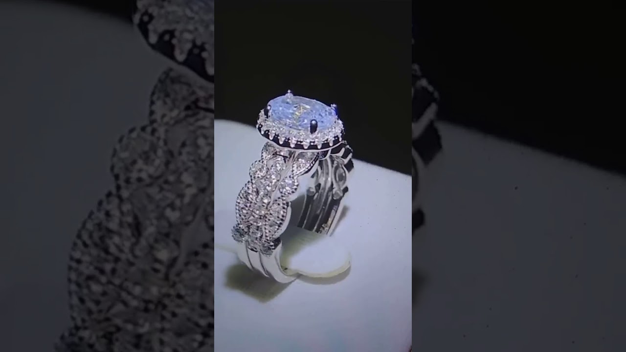 1.8 Ct Oval Cz 925 Sterling Silver 3 Pcs Women’s Wedding Ring Set - Wedding Ring Bridal Set