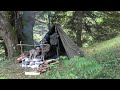 Bushcraft trip in a polish lavvu tent, on the mountain  with Bonny, primitive cooking etc.