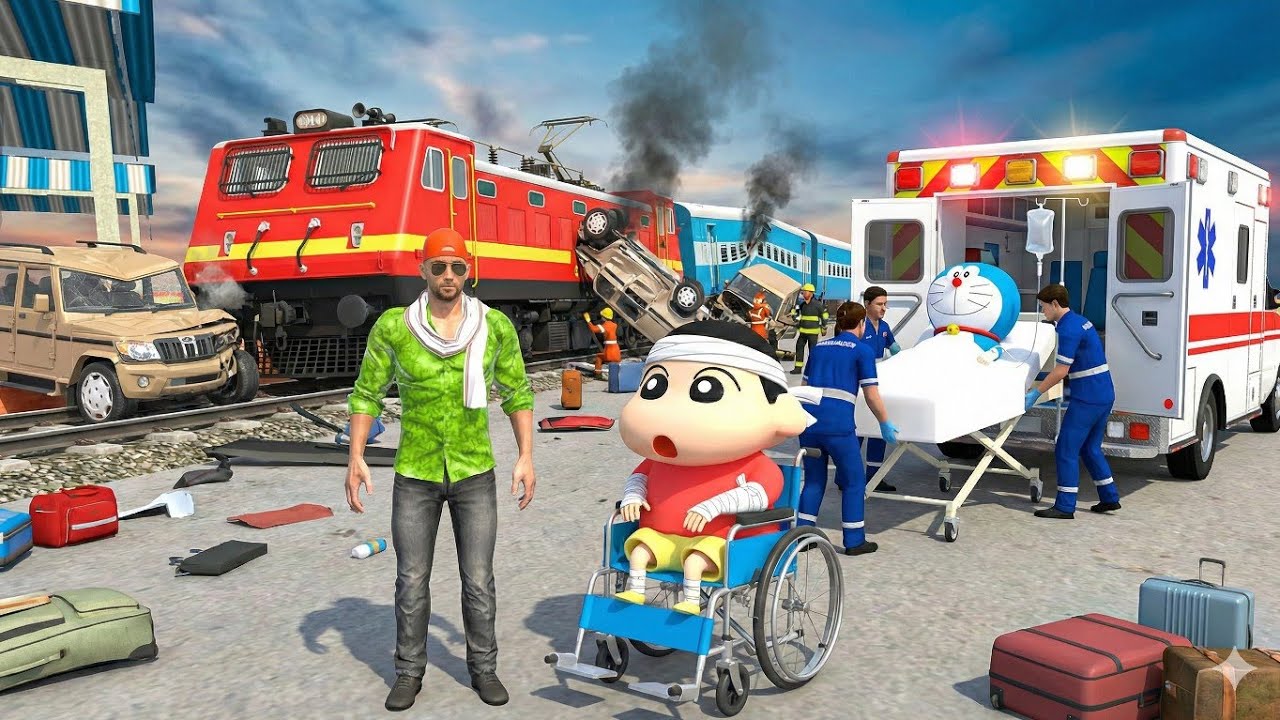 🤩 Franklin Ne  Train se Accident Kar Diya 😭💥 Doraemon & Shinchan Indian Theft Auto Simulator Game 🎯 