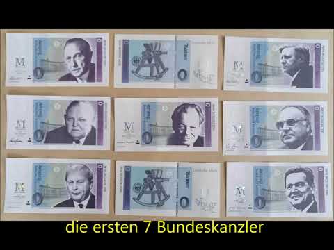 DEUTSCHE MARK Scheine - die ersten 7 Bundeskanzler der Bundesrepublik Deutschland, D-Mark Banknote