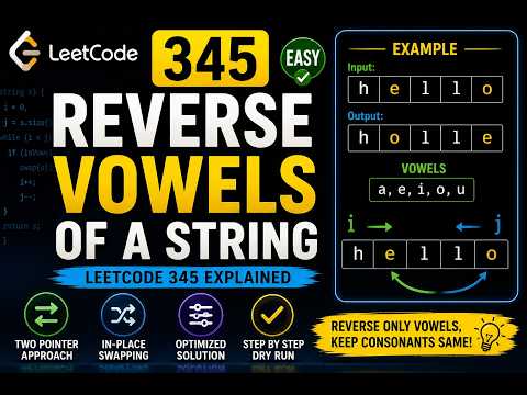 LeetCode 345 - Reverse Vowels of a String Explained in C++ | Two Pointers