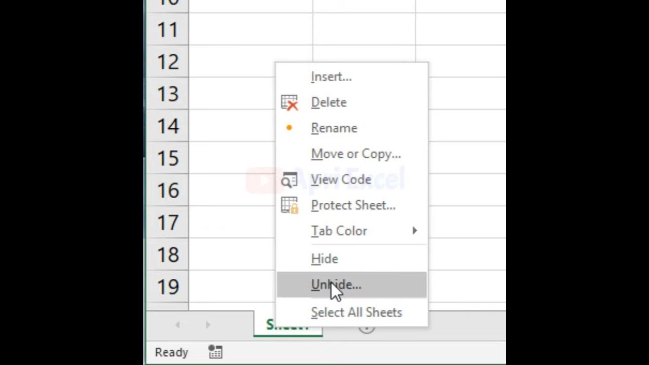 Show Very Hidden Sheets Excel YouTube