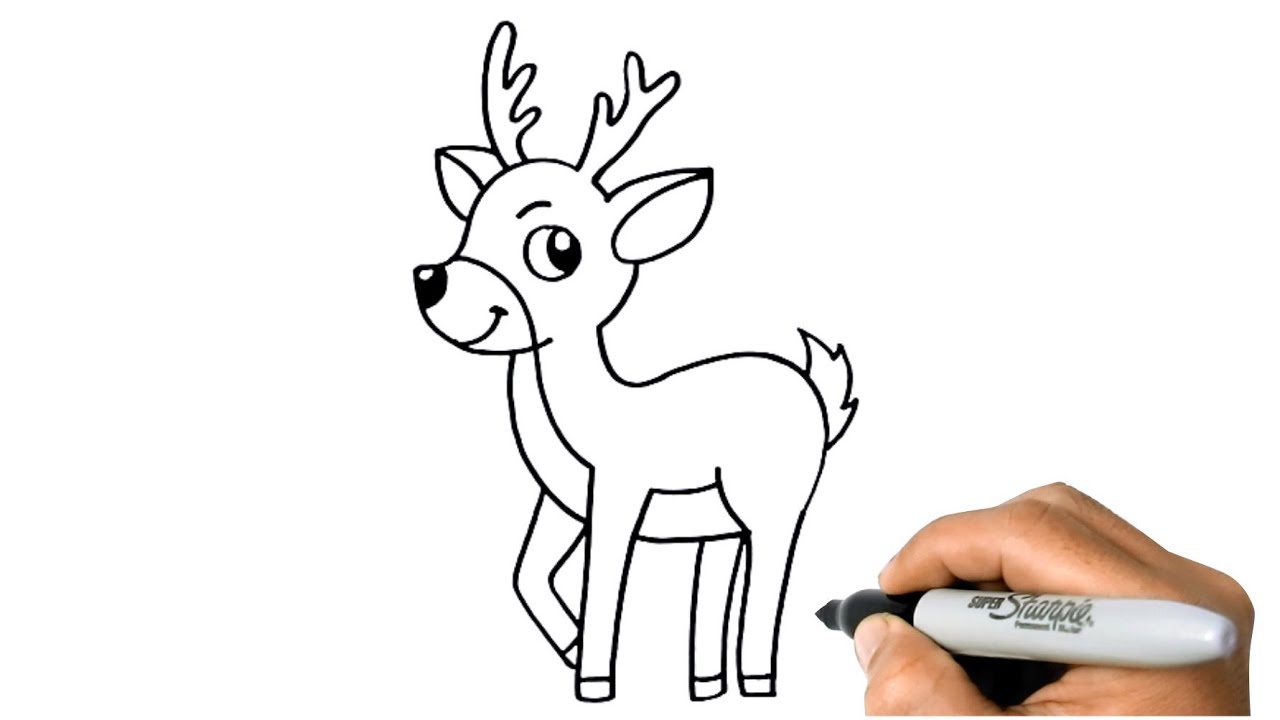 a cute illustration of a reindeer sketch on Craiyon