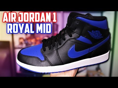 jordan 1 mid hyper royal on feet