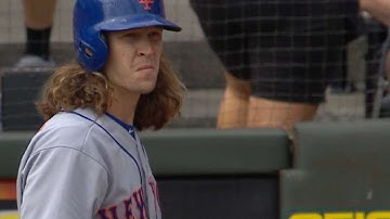NYM@CIN: deGrom plates two, reaches base three times