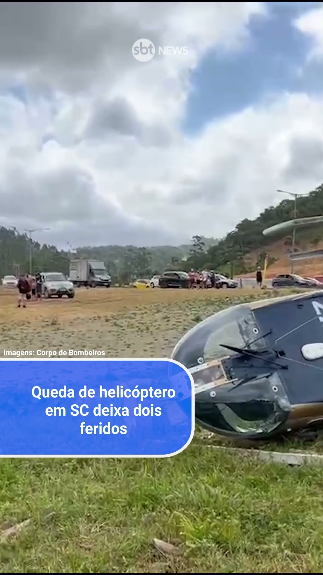 Queda de helicóptero deixa dois feridos em Santa Catarina