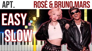 APT. - ROSÉ & Bruno Mars  - 4K - Ultimo - EASY SLOW Piano Tutorial with Melody + Chords + Bass🎹4K🤙