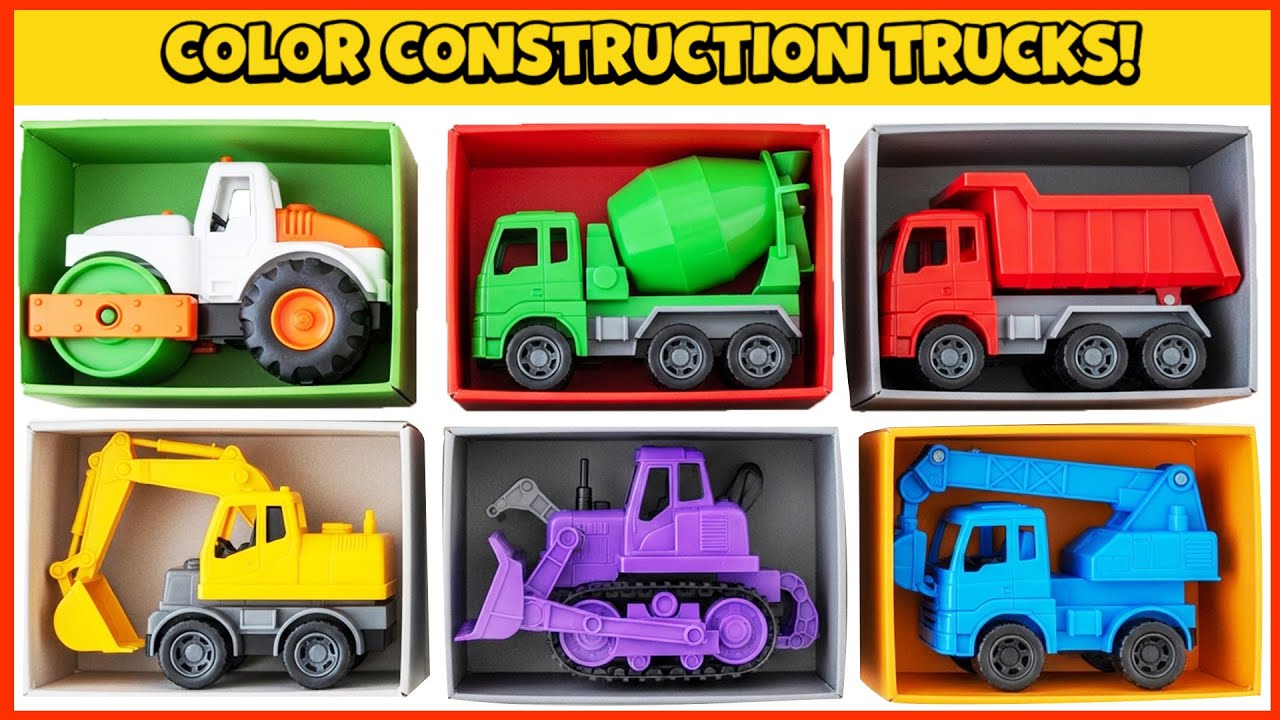 6 Color Construction Trucks in Action! 🚚✨ Learn Vehicles & Colors + More Nursery Rhymes & Kids Songs