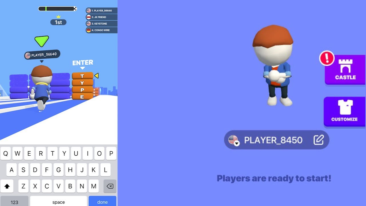 Type Sprint : Typing Games , Practice & Training . Gameplay