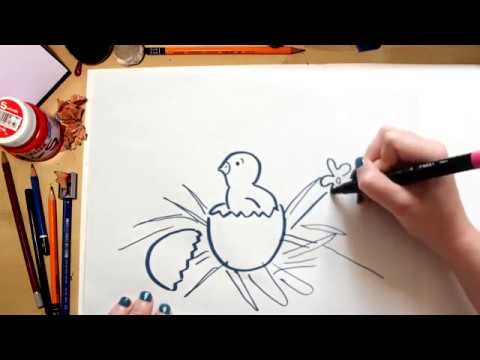 Como dibujar un pollito (comentado) - YouTube