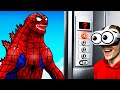 Morphing SPIDERMAN And GODZILLA (VR Elevator)