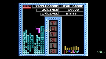Tengen Tetris 100 Lines Speedrun (3:45) on NES Nintendo #PB #RETRO (1989)