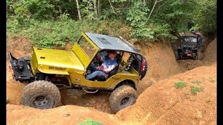 Willys Flatfender Jeeps Wheel a Muddy Windrock Offroad  Tennessee