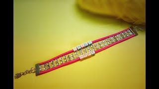 صنع اسورة باستخدام ستراس الخياطه(اساور الصداقة) Diy bracelet