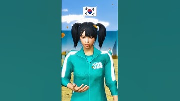 People from different countries get shot in squid game🇺🇲🇯🇵🇮🇳🇰🇷  #shorts #babyduck