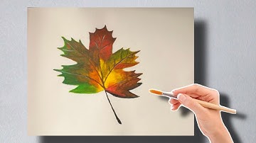AUTUMN MAPLE LEAF STEP BY STEP TUTORIAL | ACRYLIC PAINTING TUTORIAL