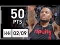 Damian Lillard CRAZY Full Highlights Blazers vs Kings (2018.02.09) - 50 Points in 3 Quarters!