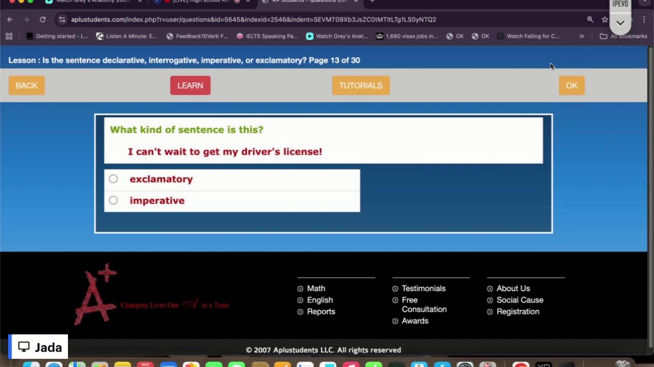 High school Advanced Writing - English: Sentence types